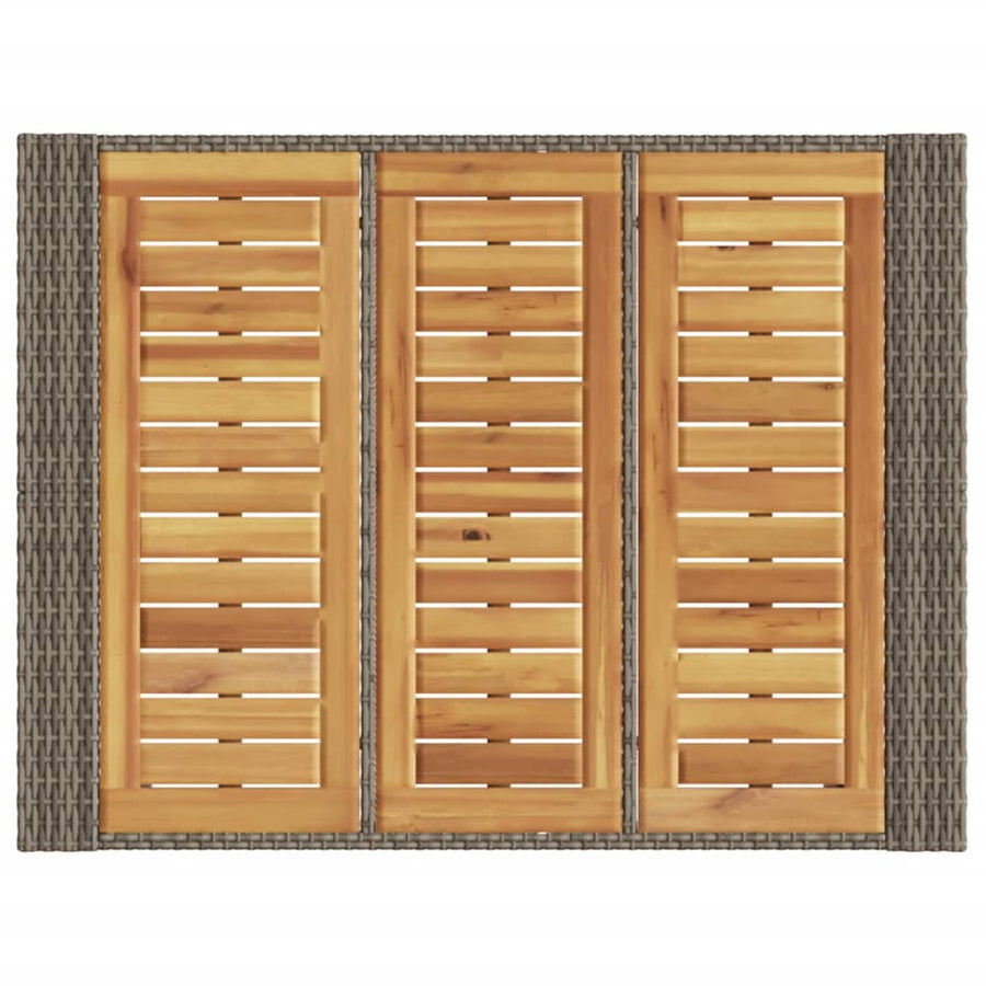 Tuintafel met acaciahouten blad 105x80x110 cm poly rattan grijs