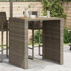 Garden bar table acacia wood top 105x80x110 cm poly rattan grey