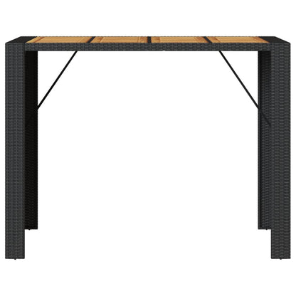 Tuintafel met acaciahouten blad 145x80x110 cm poly rattan zwart