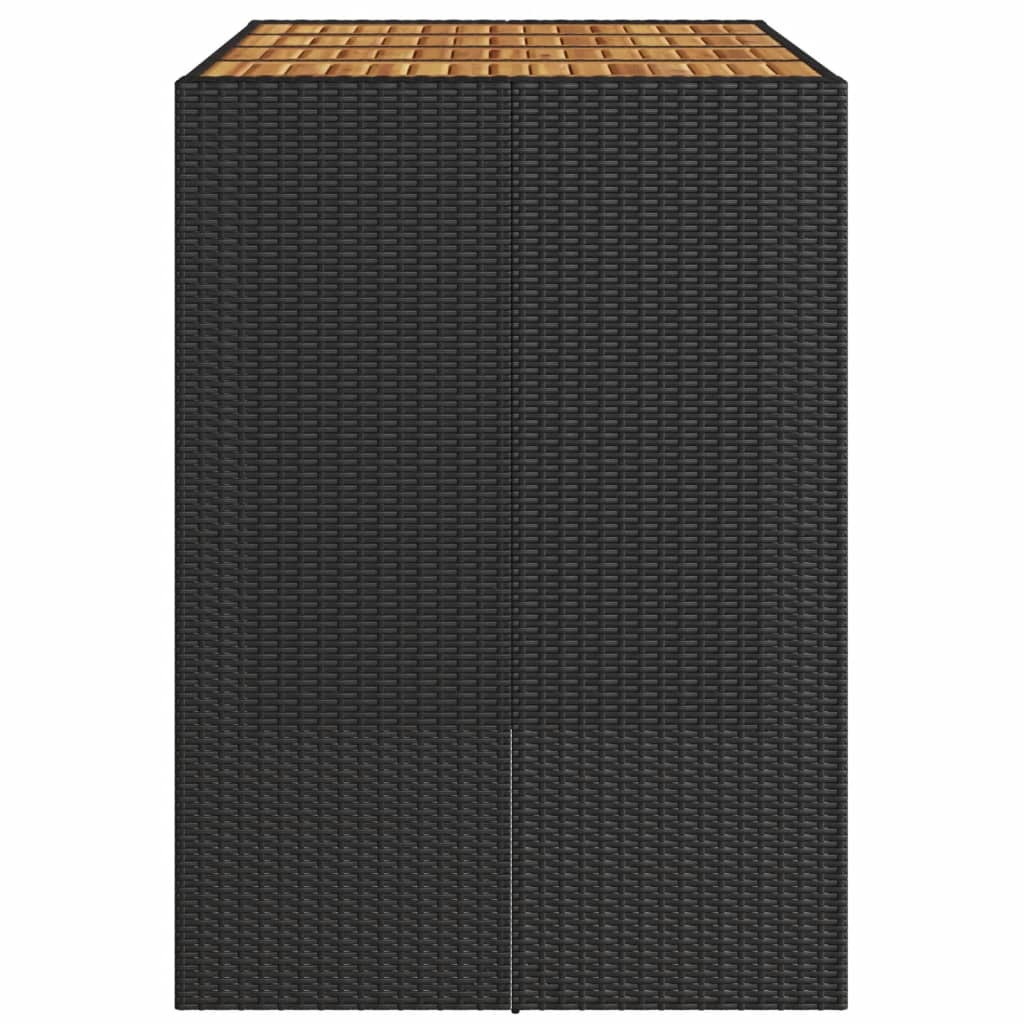 Tuintafel met acaciahouten blad 145x80x110 cm poly rattan zwart