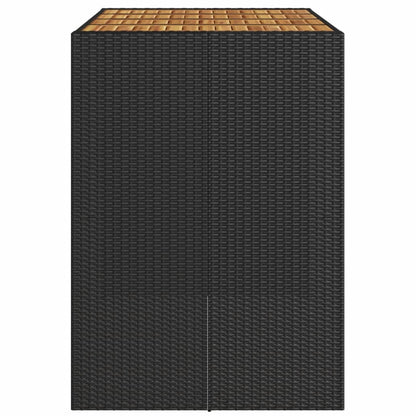 Tuintafel met acaciahouten blad 145x80x110 cm poly rattan zwart