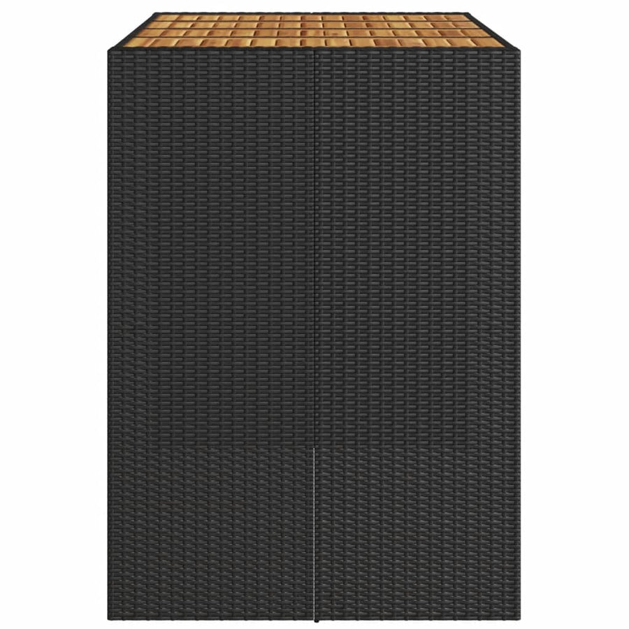 Tuintafel met acaciahouten blad 145x80x110 cm poly rattan zwart