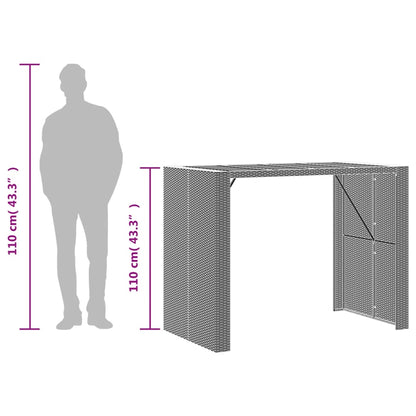 Tuintafel met acaciahouten blad 145x80x110 cm poly rattan zwart