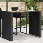 Garden bar table acacia wood top 145x80x110 cm poly rattan black