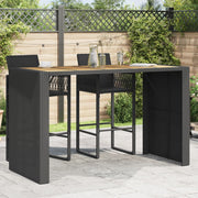 Bartafel acaciahout poly rattan 185x80x110 cm zwart