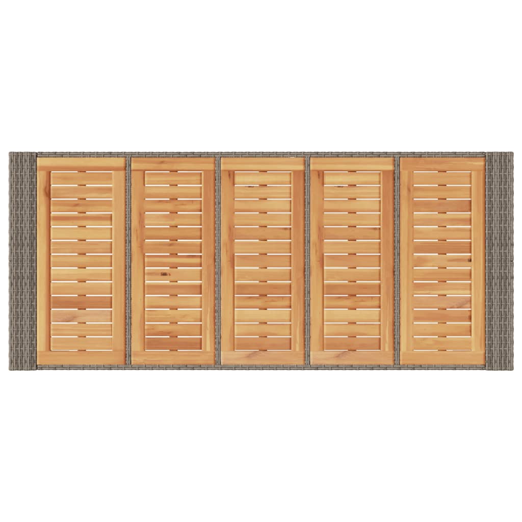 Tuintafel met acaciahouten blad 185x80x110 cm poly rattan grijs