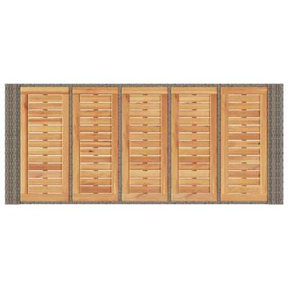 Tuintafel met acaciahouten blad 185x80x110 cm poly rattan grijs