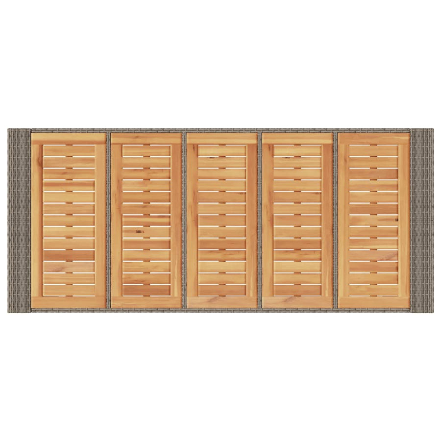 Tuintafel met acaciahouten blad 185x80x110 cm poly rattan grijs