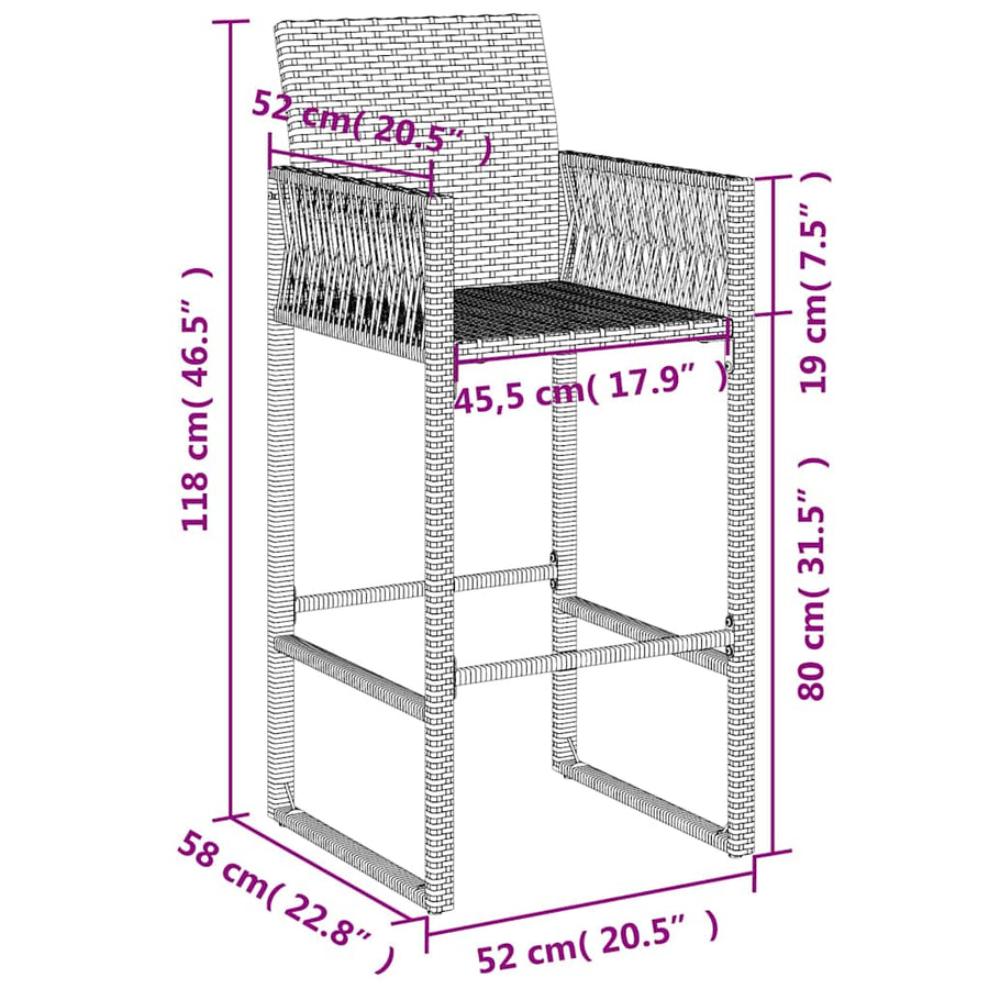 Tuinbarkrukken Poly Rattan 2