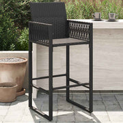 Tuinbarkrukken poly rattan zwart 2 stuks