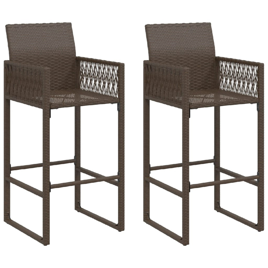 Tuinbarkrukken 2 St Poly Rattan Bruin Donkerbruin
