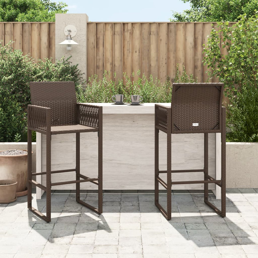 Tuinbarkrukken 2 St Poly Rattan Bruin Donkerbruin