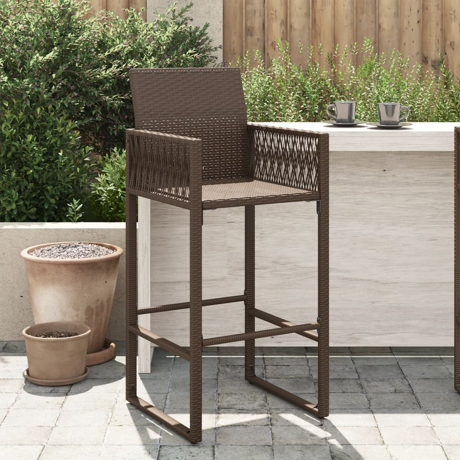 Tuinbarkrukken 2 St Poly Rattan Bruin Donkerbruin