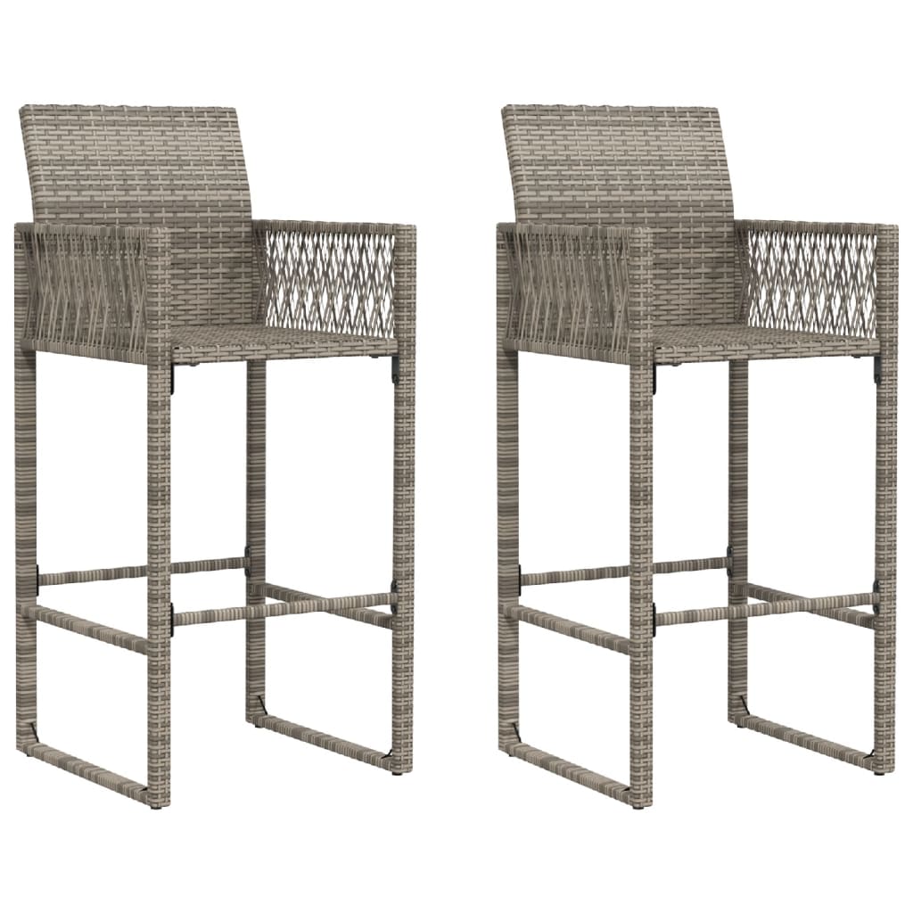 Tuinbarkrukken 2 St Poly Rattan Grijs Donkerbruin