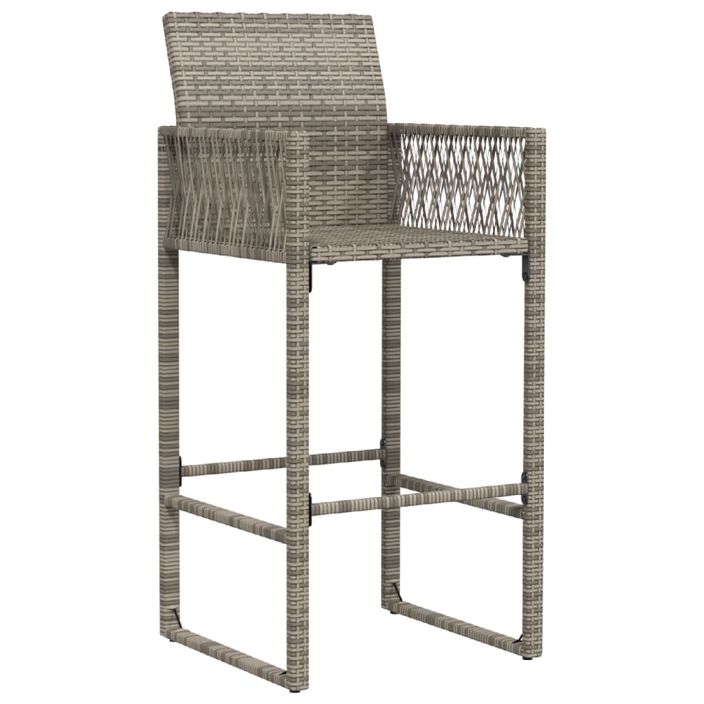 Tuinbarkrukken 2 St Poly Rattan Grijs Donkerbruin