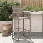 Tuinbarkruk poly rattan grijs 2 stuks 52x58x118 cm