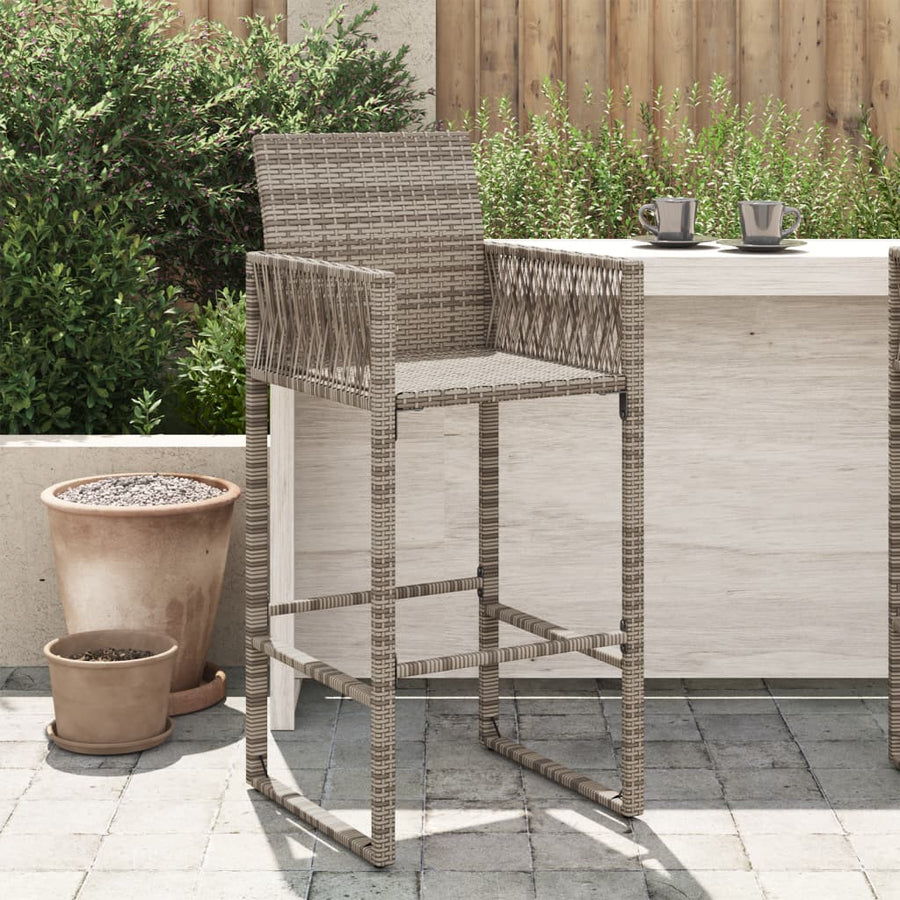 Tuinbarkrukken 2 St Poly Rattan Grijs Donkerbruin
