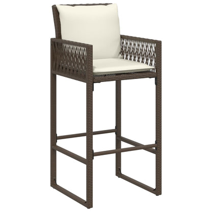 Tuinbarkrukken 2 St Met Kussens Poly Rattan Bruin Donkerbruin