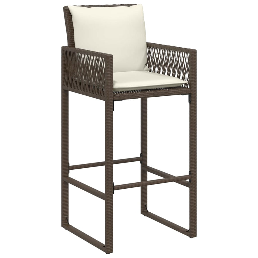 Tuinbarkrukken 2 St Met Kussens Poly Rattan Bruin Donkerbruin
