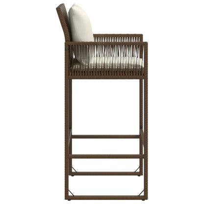 Tuinbarkrukken 2 St Met Kussens Poly Rattan Bruin Donkerbruin