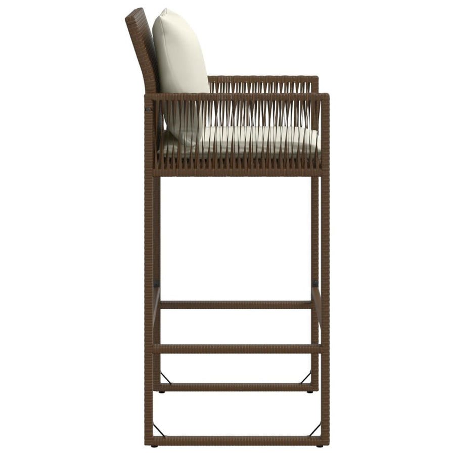 Tuinbarkrukken 2 St Met Kussens Poly Rattan Bruin Donkerbruin