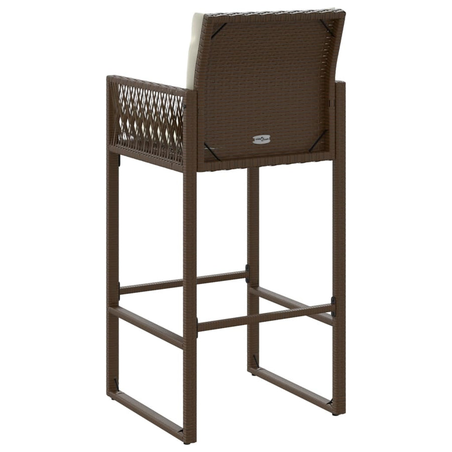 Tuinbarkrukken 2 St Met Kussens Poly Rattan Bruin Donkerbruin