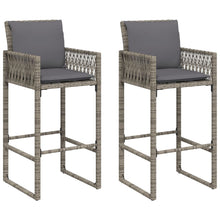 Tuinbarkrukken Met Kussens 2 St Poly Rattan Grijs