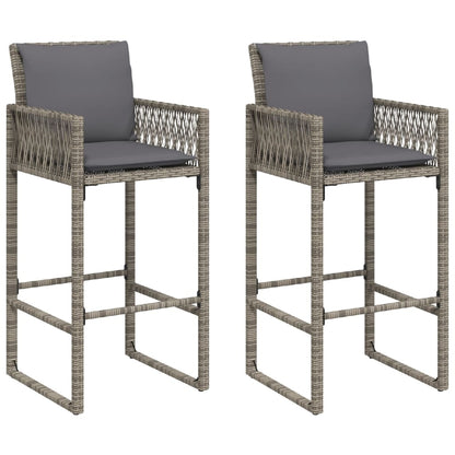 Tuinbarkrukken Met Kussens 2 St Poly Rattan Grijs