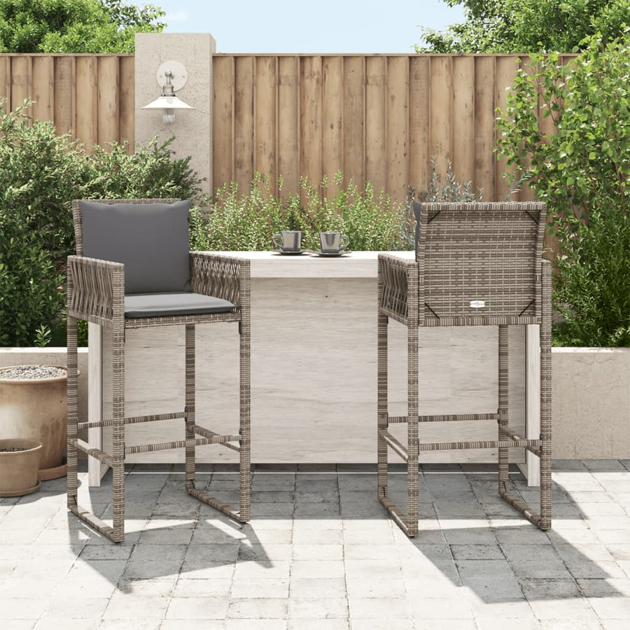 Tuinbarkrukken Met Kussens 2 St Poly Rattan Grijs