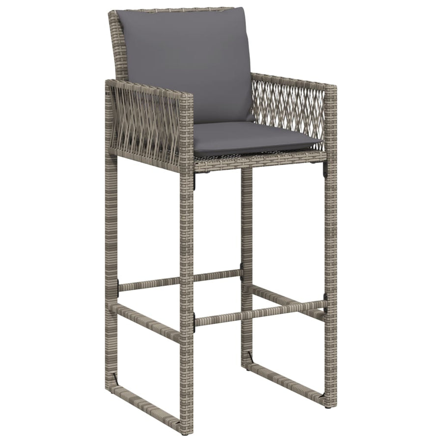 Tuinbarkrukken Met Kussens 2 St Poly Rattan Grijs