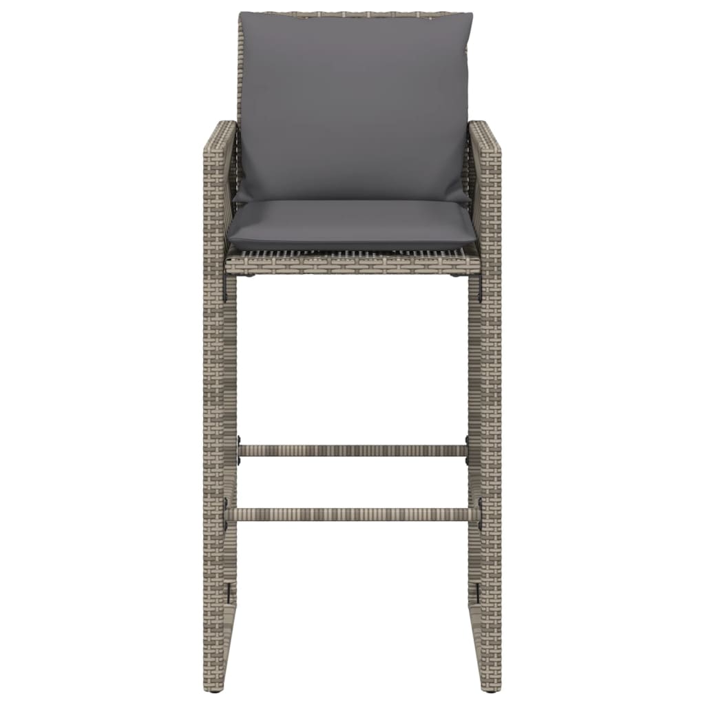 Tuinbarkrukken Met Kussens 2 St Poly Rattan Grijs
