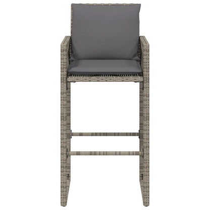 Tuinbarkrukken Met Kussens 2 St Poly Rattan Grijs