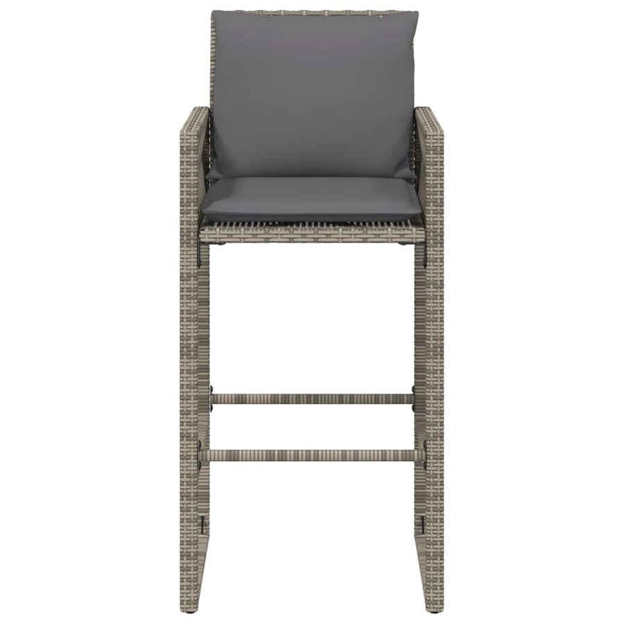Tuinbarkrukken Met Kussens 2 St Poly Rattan Grijs