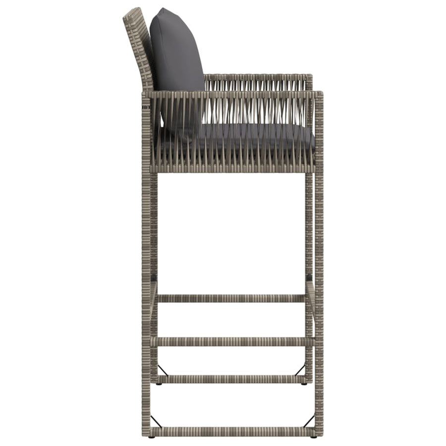 Tuinbarkrukken Met Kussens 2 St Poly Rattan Grijs