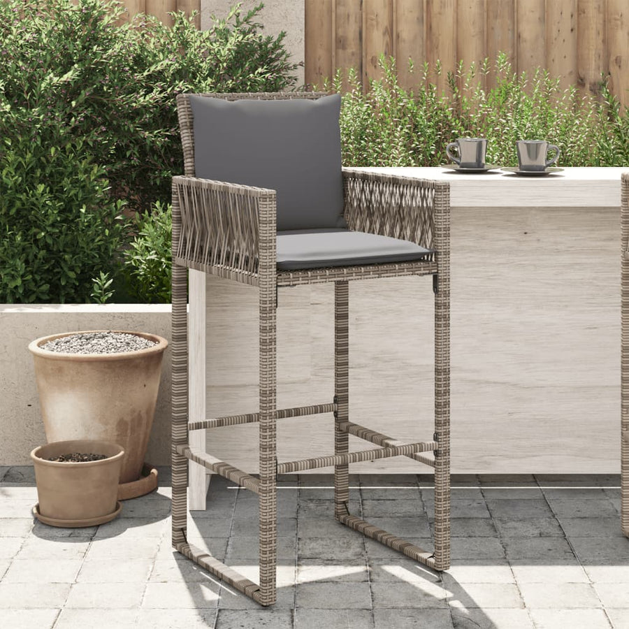 Tuinbarkrukken Met Kussens 2 St Poly Rattan Grijs