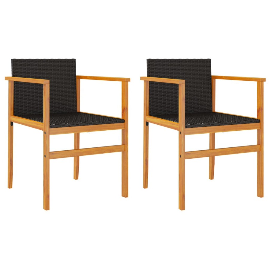 Tuinstoelen 2 St Poly Rattan En Massief Hout Zwart