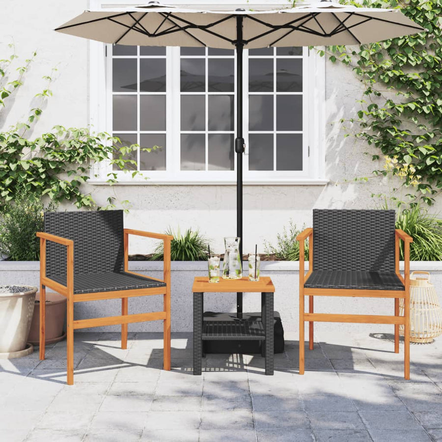 Tuinstoelen 2 St Poly Rattan En Massief Hout Zwart