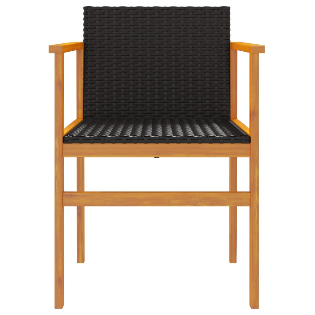 Tuinstoelen 2 St Poly Rattan En Massief Hout Zwart