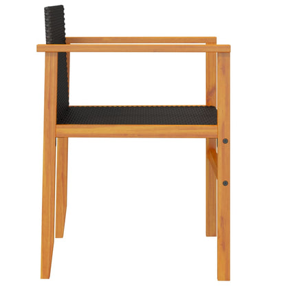Tuinstoelen 2 St Poly Rattan En Massief Hout Zwart