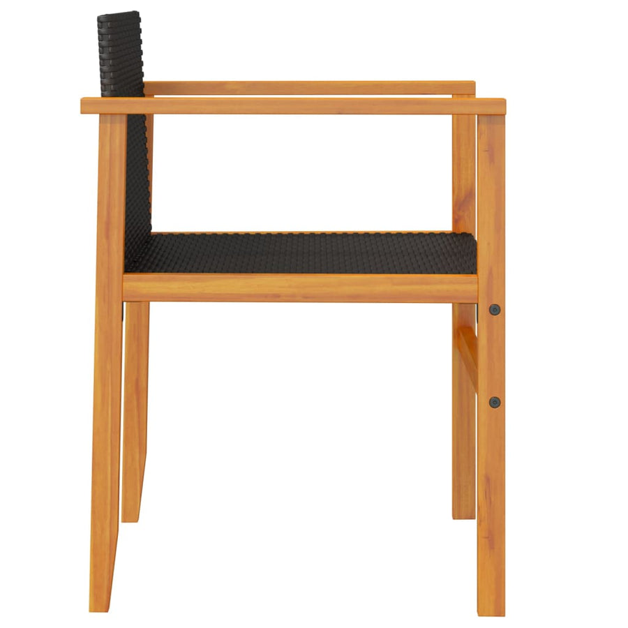 Tuinstoelen 2 St Poly Rattan En Massief Hout Zwart