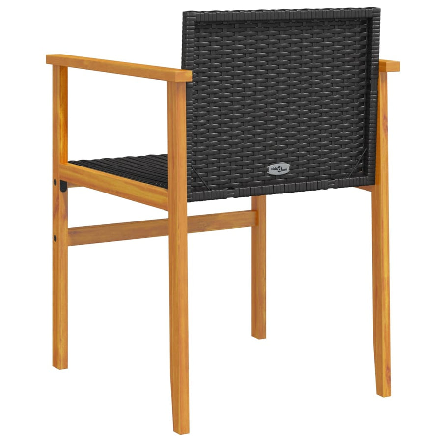 Tuinstoelen 2 St Poly Rattan En Massief Hout Zwart