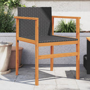 Tuinstoelen 2 stuks poly rattan massief acaciahout zwart