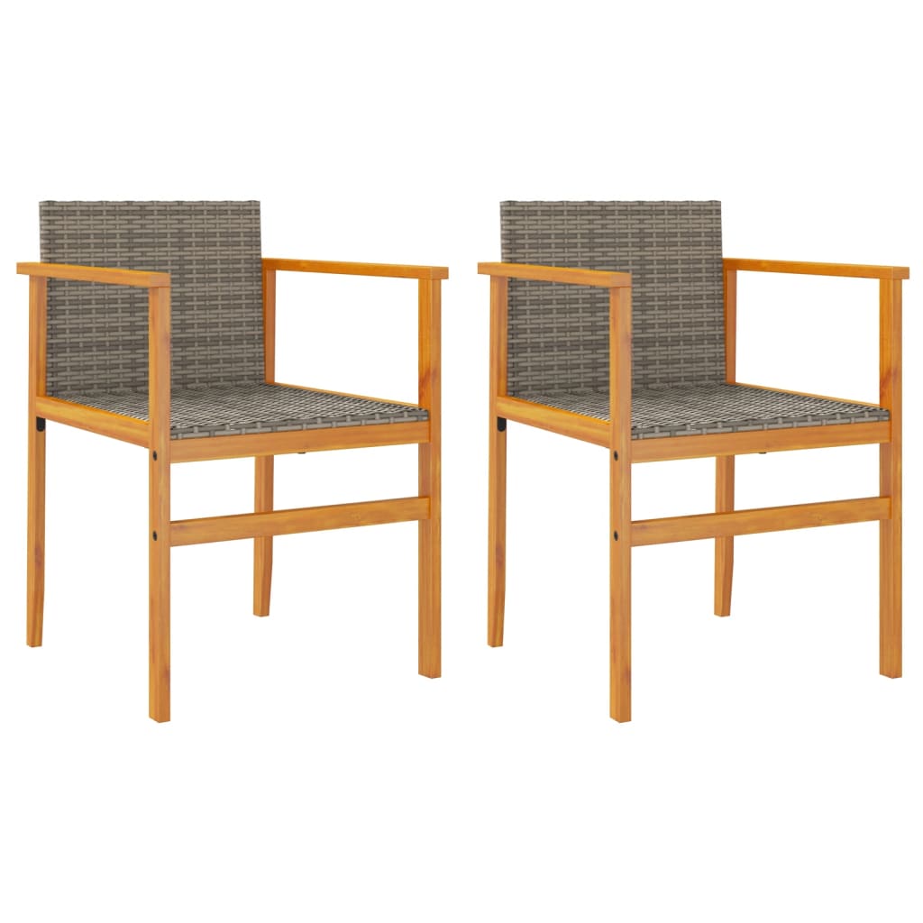 Tuinstoelen 2 St Poly Rattan En Massief Hout Grijs