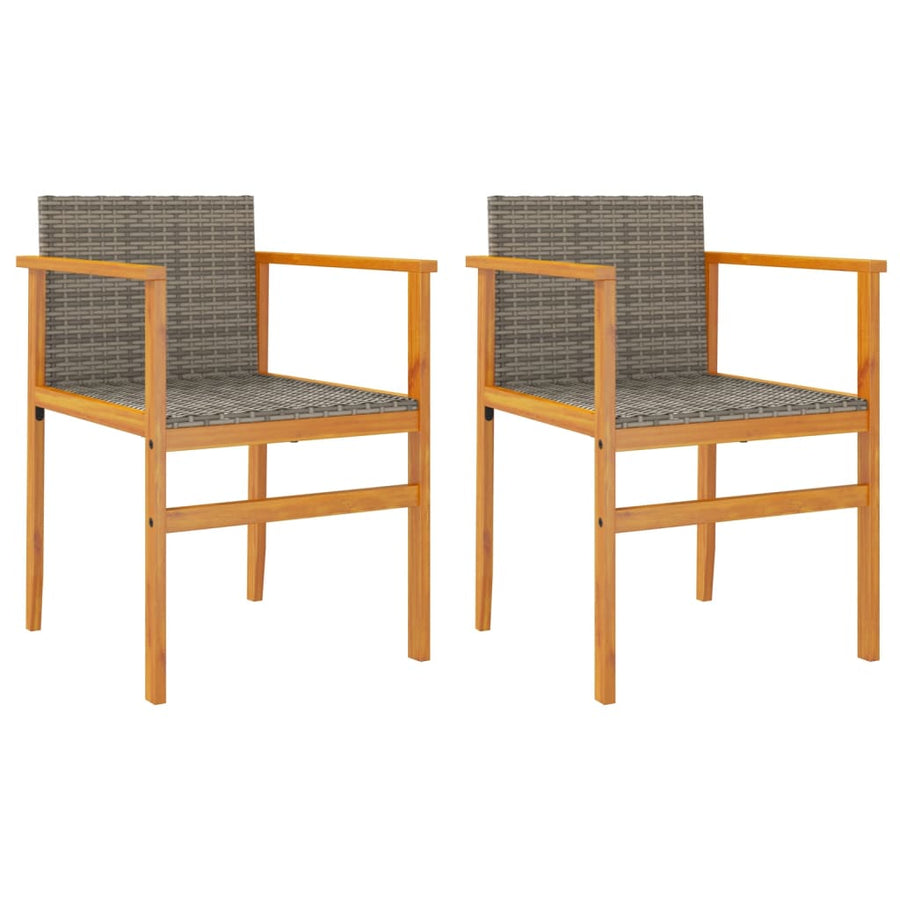 Tuinstoelen 2 St Poly Rattan En Massief Hout Grijs