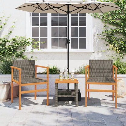 Tuinstoelen 2 St Poly Rattan En Massief Hout Grijs