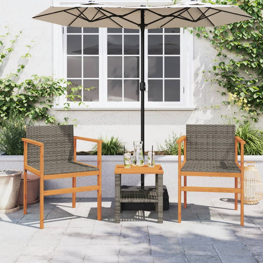 Tuinstoelen 2 St Poly Rattan En Massief Hout Grijs