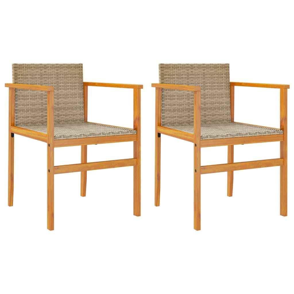 Tuinstoelen 2 St Poly Rattan En Massief Hout Beige