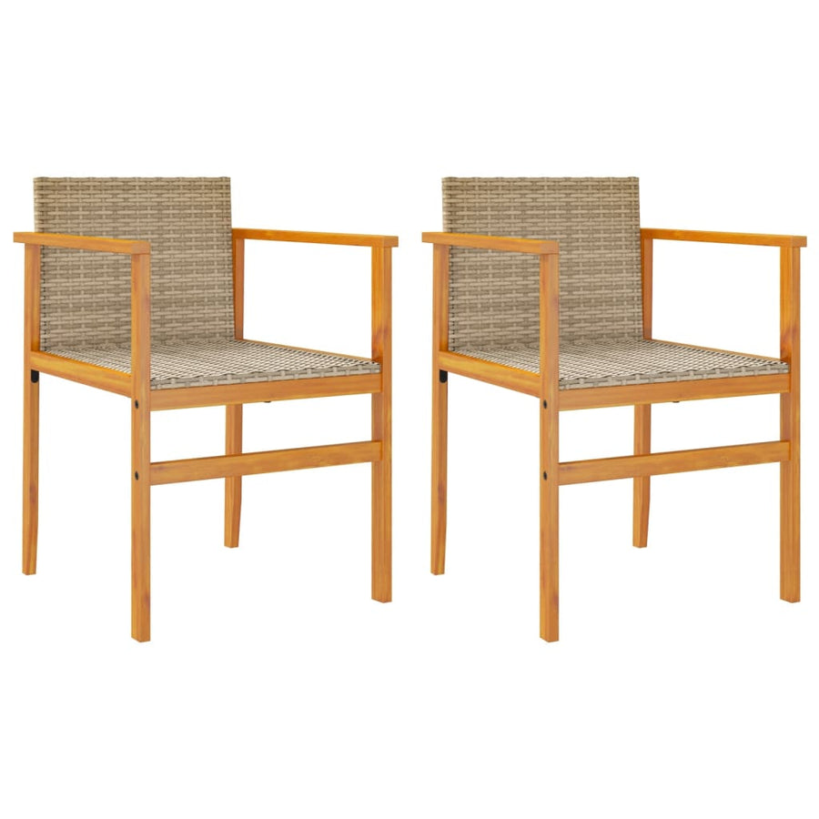 Tuinstoelen 2 St Poly Rattan En Massief Hout Beige
