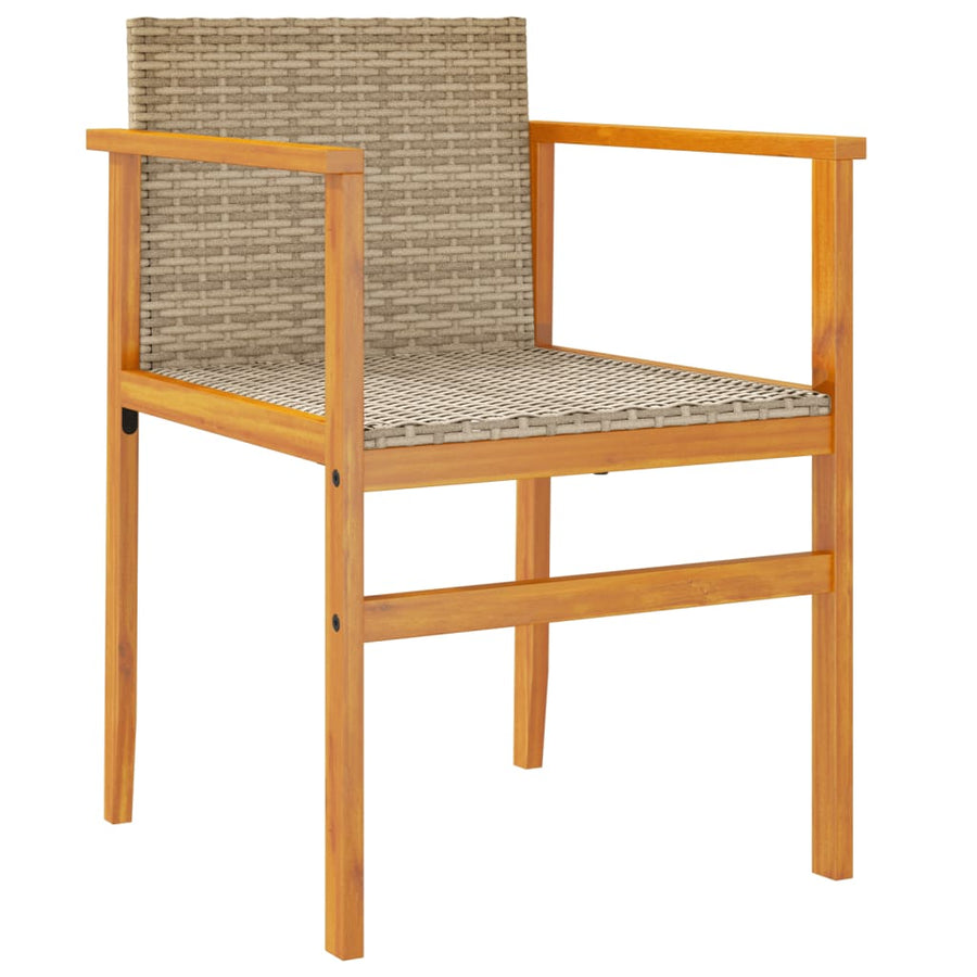 Tuinstoelen 2 St Poly Rattan En Massief Hout Beige