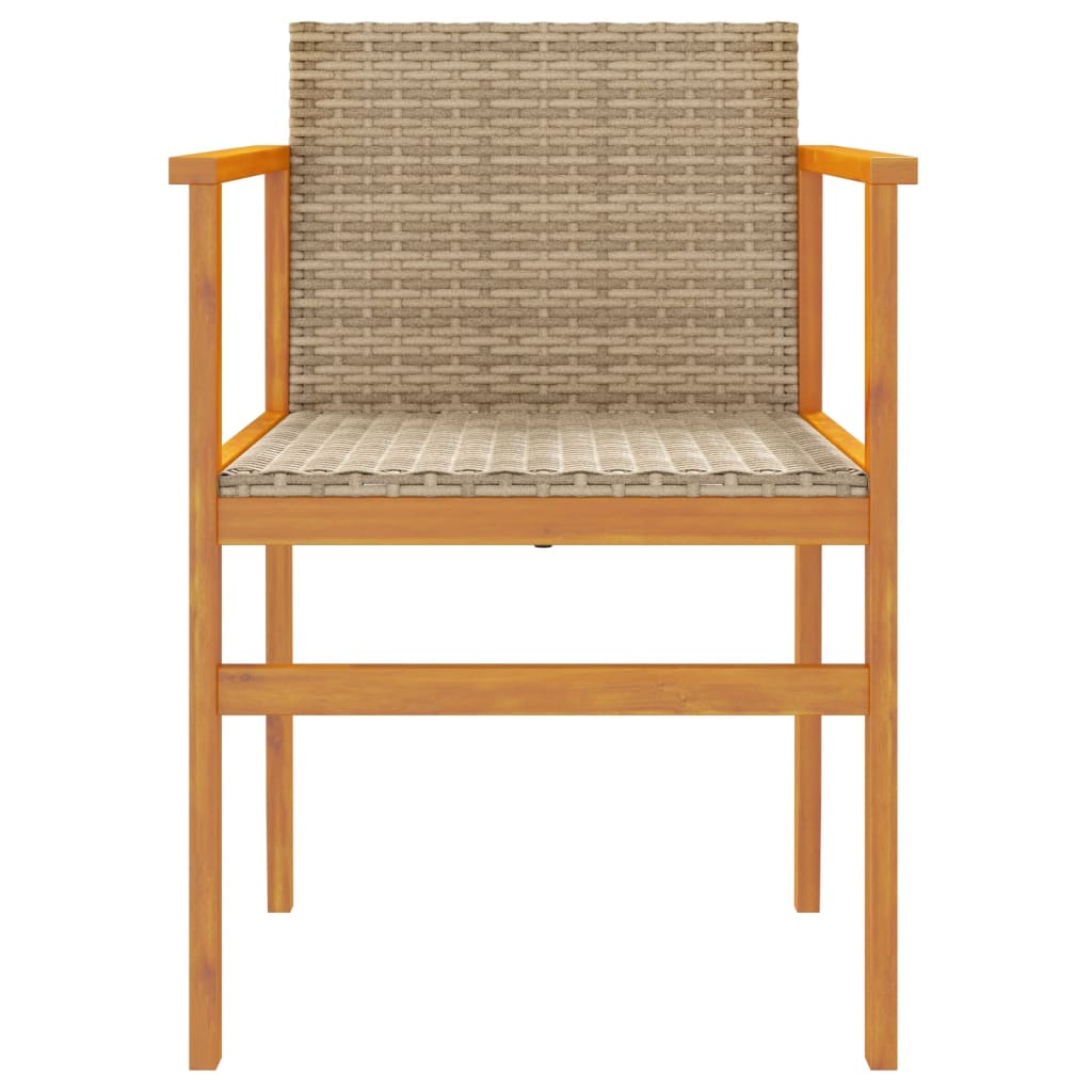 Tuinstoelen 2 St Poly Rattan En Massief Hout Beige